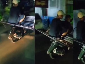 Viral 2 Pria Diduga Curi Kursi Taman di Siantar, Dibawa Pakai Motor