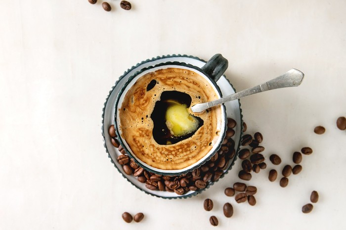 Racikan kopi mentega atau kerap dikenal dengan sebutan butter coffee atau bulletproof coffee.