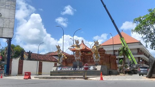 Salah satu proyek Pantai Samigita, Pasar Seni Kuta sudah rampung, Selasa (24/1/2023).