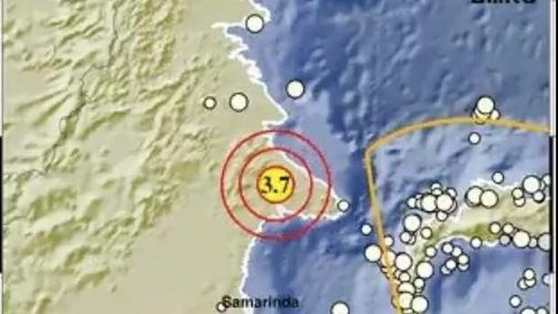 Gempa guncang kalimantan Timur dengan kekuatan M 3,7. (Twitter @infoBMKG)