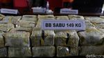 Penampakan 149 Kg Sabu yang Diamankan dari Jaringan Malaysia-Aceh