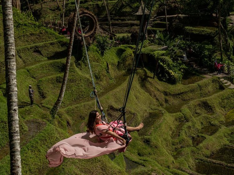 Serunya Berayun di Atas Undakan Persawahan Ubud