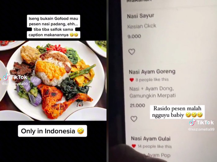 Deskripsi kocak menu makanan di aplikasi ojol