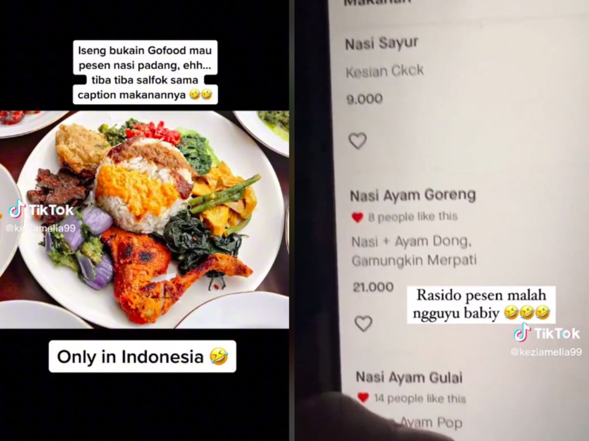 Deskripsi kocak menu makanan di aplikasi ojol
