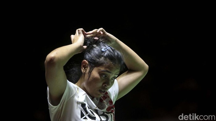 Gregoria Mariska Tunjung berhasil mengalahkan He Bing Jiao di babak 16 besar Indonesia Masters 2023 di Istora, Senayan, Jakarta, Kamis (26/1). Gregoria pun ke perempatfinal.