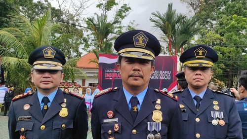 Kakanwil Kemenkumham Bali Anggiat Napitupulu saat ditemui wartawan usai apel Hari Bhakti Imigrasi di Kantor Imigrasi Kelas I Khusus TPI Denpasar, Kamis (26/1/2023).