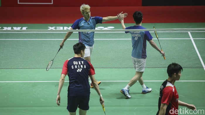 Langkah Marcus Fernaldi Gideon/Kevin Sanjaya Sukamuljo terhenti di babak 16 besar Indonesia Masters 2023.
