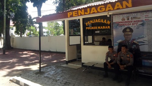 Pos penjagaan Polres Manggarai Barat yang menjadi tempat penganiayaan Bripka Bripka Samsul Risal oleh Kapolres Manggarai Barat, Kamis (26/1/2023).