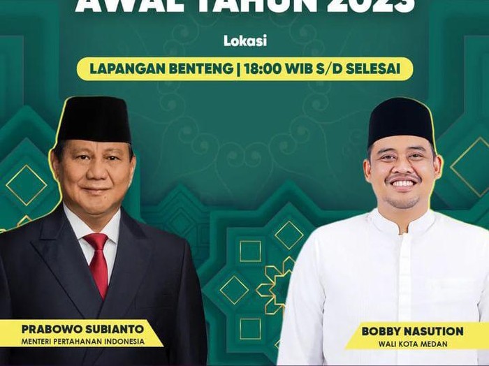 Poster acara doa bersama Prabowo di Medan