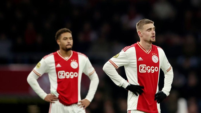 AMSTERDAM, NETHERLANDS - JANUARY 26: Kenneth Taylor of Ajax  during the Dutch Eredivisie  match between Ajax v FC Volendam at the Johan Cruijff Arena on January 26, 2023 in Amsterdam Netherlands (Photo by Rico Brouwer/Soccrates/Getty Images)