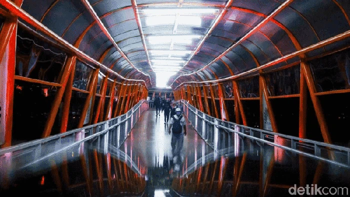 Skywalk Kebayoran Lama sudah diresmikan dan bisa digunakan warga. Skywalk terpanjang di Jakarta ini semakin terlihat keren saat malam hari.