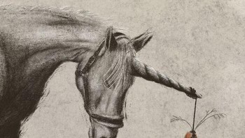 Unicorn yang tertunduk lesu dengan wortel di depannya ya. Maknanya adalah seseorang yang spesial, namun hidupnya cuma mengejar umpan. Foto: (Bored Panda).