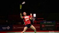 An Se Yong bertanding melawan Wang Zhi Yi di Istora Senayan, Jakarta, Sabtu (28/1/2023).