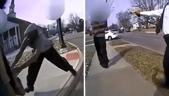 Hendak mencuri tas milik seorang perempuan, pria ini langsung diadang polisi yang membawa taser. Foto: Reddit via Bored Panda