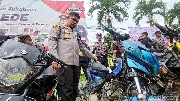 Sepeda motor yang diamankan polisi di Sukabumi.