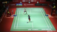 Pertandingan An Se Young vs Carolina Marin pada laga final tunggal putri Indonesia Masters 2023 digelar di Istora Gelora Bung Karno, Senayan, pada Minggu (29/1).