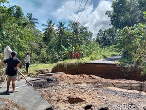 Jalan Menuju Bandara Sam Ratulangi Manado Amblas, Arus Lalin Dialihkan