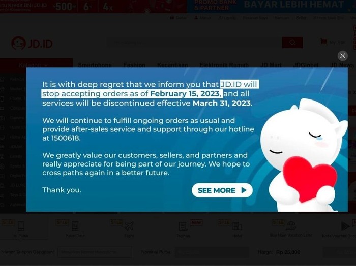 JD.ID Setop Terima Pesanan di Indonesia