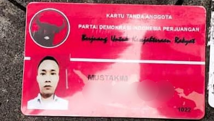 Kartu anggota PDIP yang ditemukan pada jasad pria yang ditemukan di Pesanggrahan, Jaksel.