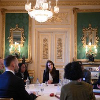 Kate Middleton melakukan meeting di Kastil Windsor pada 25 Januari 2023. Meeting tersebut dilakukan Putri Wales dengan para akademisi, ilmuwan dan pakar anak-anak.  Foto: Daniel Leal - WPA Pool/Getty Images