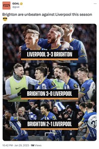 Liverpool tersingkir dari Piala FA usai dikalahkan oleh Brighton & Hove Albion.