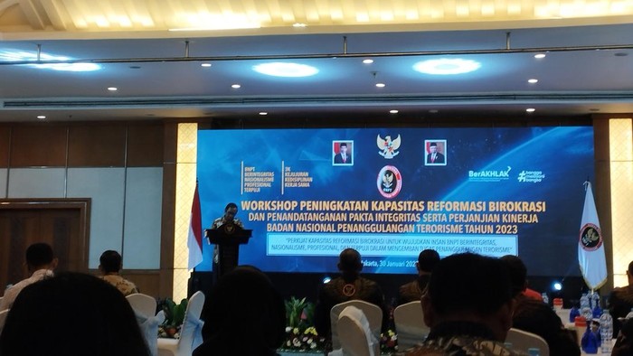 Mahfud saat mengadiri acara BNPT (Belia-detikcom)