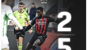 Secara menyakitkan AC Milan dikalahkan Sassoulo di laga lanjutan Serie A. Parahnya lagi mereka dilibas di kandang mereka sendiri, San Siro. Foto: Twitter