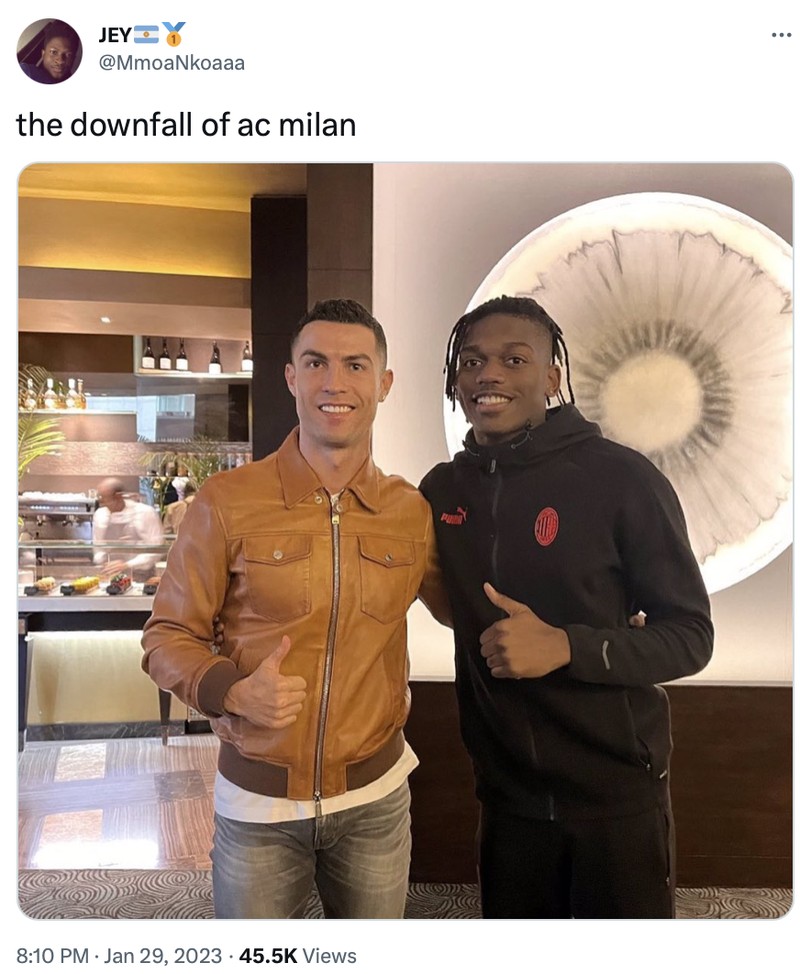 Meme Juventus dan AC Milan sama-sama kalah di Serie A.