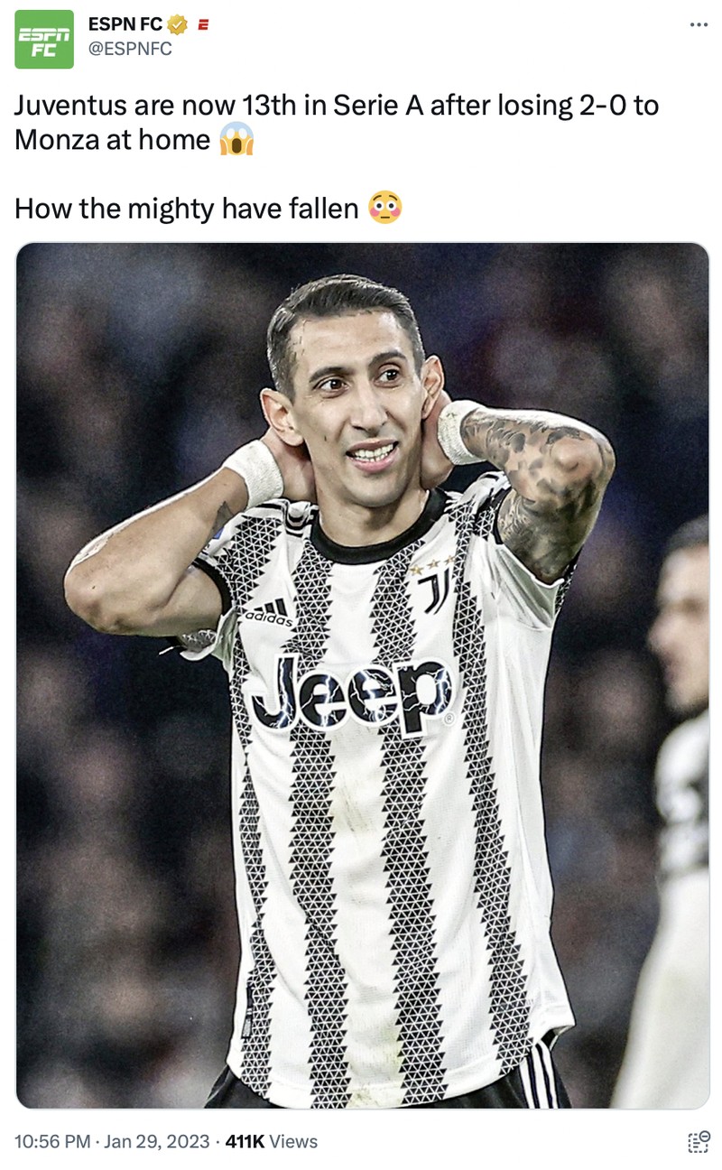 Meme Juventus dan AC Milan sama-sama kalah di Serie A.