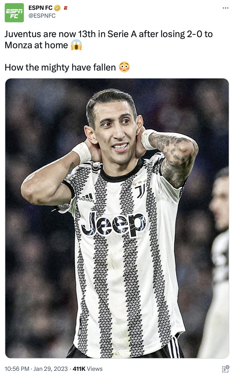 Meme Meme Juventus dan AC Milan sama-sama kalah di Serie A.
