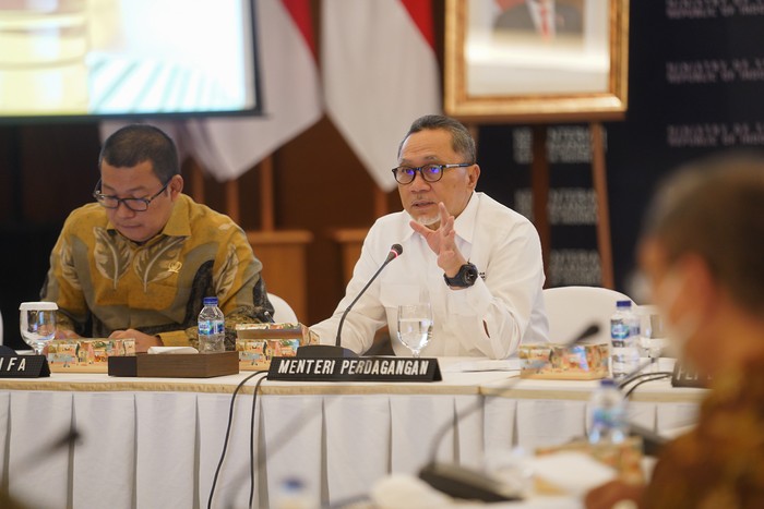 Menteri Pergadangan Zulkifli Hasan saat Rapat Evaluasi Kebijakan Minyak Goreng Rakyat