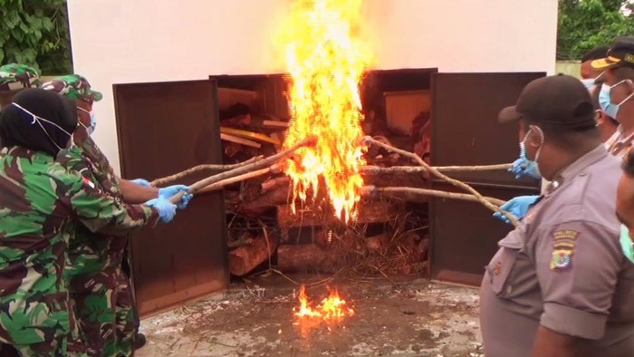 Balai Karantina Pertanian Kupang memusnahkan 500 kilogram daging babi dari Bau-bau, Sultra, sebagai bagian dari pencegahan penyebaran PMK dan ASF.