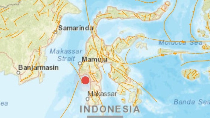 Gempa Pinrang magnitudo 4,1.