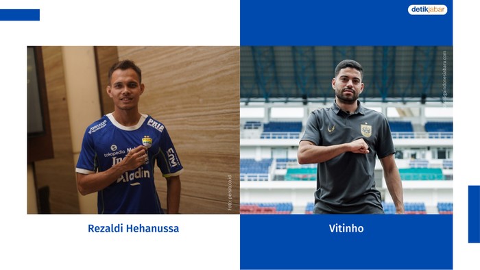 Pemain baru Persib Rezaldi Hehanussa dan pemain baru PSIS Vitinho.