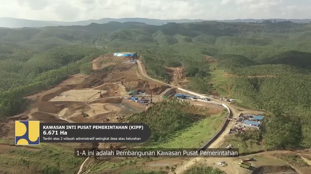 Pemerintah melalui Kementerian Pekerjaan Umum dan Perumahan Rakyat (PUPR) telah memulai pembangunan Ibu Kota Negara (IKN) Nusantara. Hingga awal tahun 2023, progres pembangunan telah mencapai 12 persen. (Tangkapan Layar Youtube Sekretariat Kabinet RI)