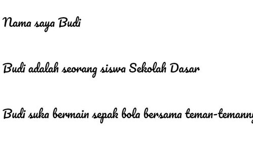 Contoh huruf tegak bersambung.