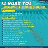 12 Ruas Tol Trans Sumatera Beroperasi, Total 738 Km