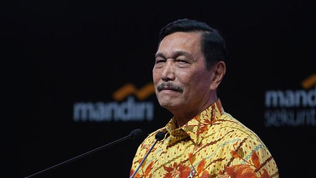 Menteri Koordinator Bidang Kemaritiman dan Investasi (Menko Marves) Luhut Binsar Pandjaitan di acara Mandiri Investment Forum 2023. (Bloomberg via Getty Images/Bloomberg)