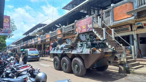 Pasar Anyar Singaraja, Buleleng, bersih dan dijaga ketat sehari jelang kunjungan Presiden Jokowi.