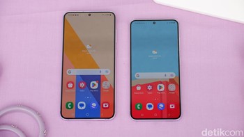Baik Galaxy S23 Plus maupun S23 menggunakan panel Dynamic AMOLED 2X Full HD+ dengan refresh rate 120Hz, Vision Booster dan terlindungi Gorilla Glass Victus 2. Bedanya ukuran S23 Plus 66 inch, sedangkan S23 layarnya 6,1 inch.  Foto: Adi Fida Rahman/detikINET