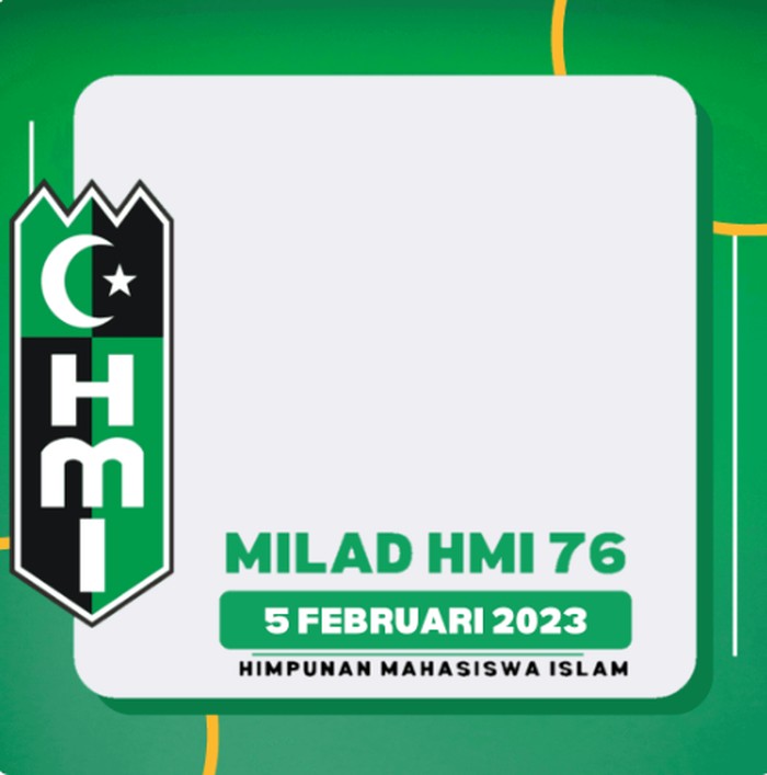 Twibbon Milad HMI ke-76 sudah bisa diunduh. Hari lahir Himpunan Mahasiswa Islam (HMI) ke-76 jatuh pada tanggal 5 Februari 2023.