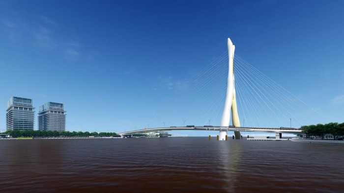 Kontraktor asal China bakal membangun Jembatan Garuda di Pontianak, Kalimantan Barat. Begini desain jembatan sepanjang 700 meter tersebut.