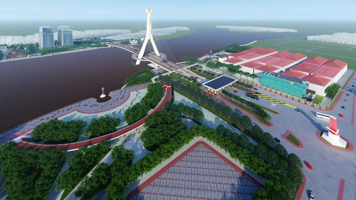 Kontraktor asal China bakal membangun Jembatan Garuda di Pontianak, Kalimantan Barat. Begini desain jembatan sepanjang 700 meter tersebut.