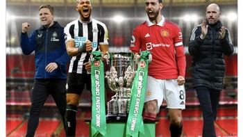 Partai final Piala Liga Inggris sudah tersaji. Newcastle United yang tengah naik daun akan berhadapan dengan Manchester United. Keduanya punya potensi mengakhiri puasa gelar. Foto: Twitter