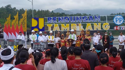Presiden Joko Widodo meresmikan Bendungan Danu Kerti di Buleleng, Bali, Kamis (2/2/2023). Made WIjaya Kusuma/detikBali