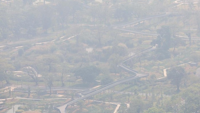 Potret Bangkok Berselimut Polusi Udara A view of the city amid air pollution in Bangkok, Thailand, February 2, 2023. REUTERS/Athit Perawongmetha