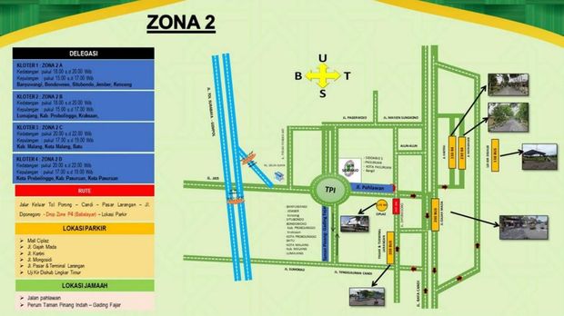 Pembagian zona kedatangan jemaah Resepsi Puncak 1 Abad NU di GOR Delta Sidoarjo