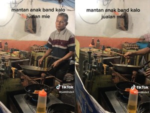 Viral Penjual Mie Goreng Masak Sambil Main Drum, Netizen: Mantan Anak Band