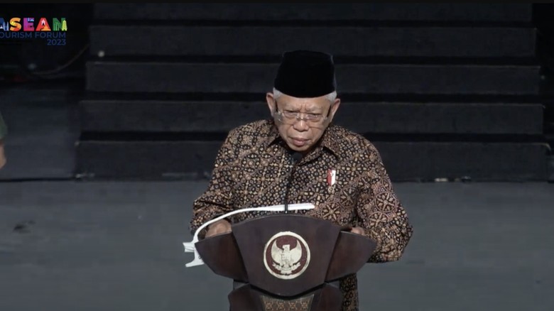 Wapres Maruf Amin memberikan sambutan di ATF 2023, Yogyakarta.