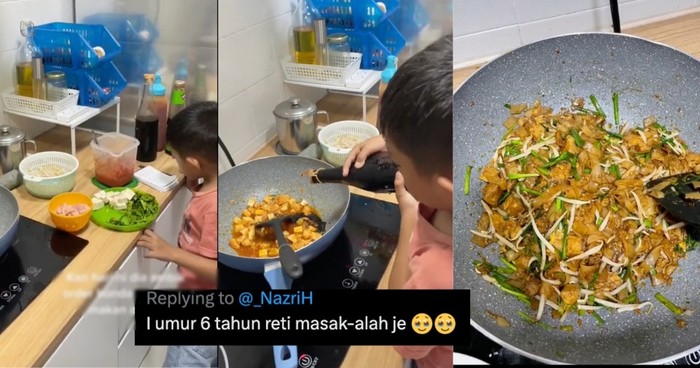 Bocah 6 Tahun Ini Jago Masak Kwetiau Goreng